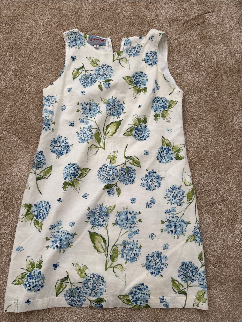Kiel James Patrick White Dress with Blue and Green Floral Print